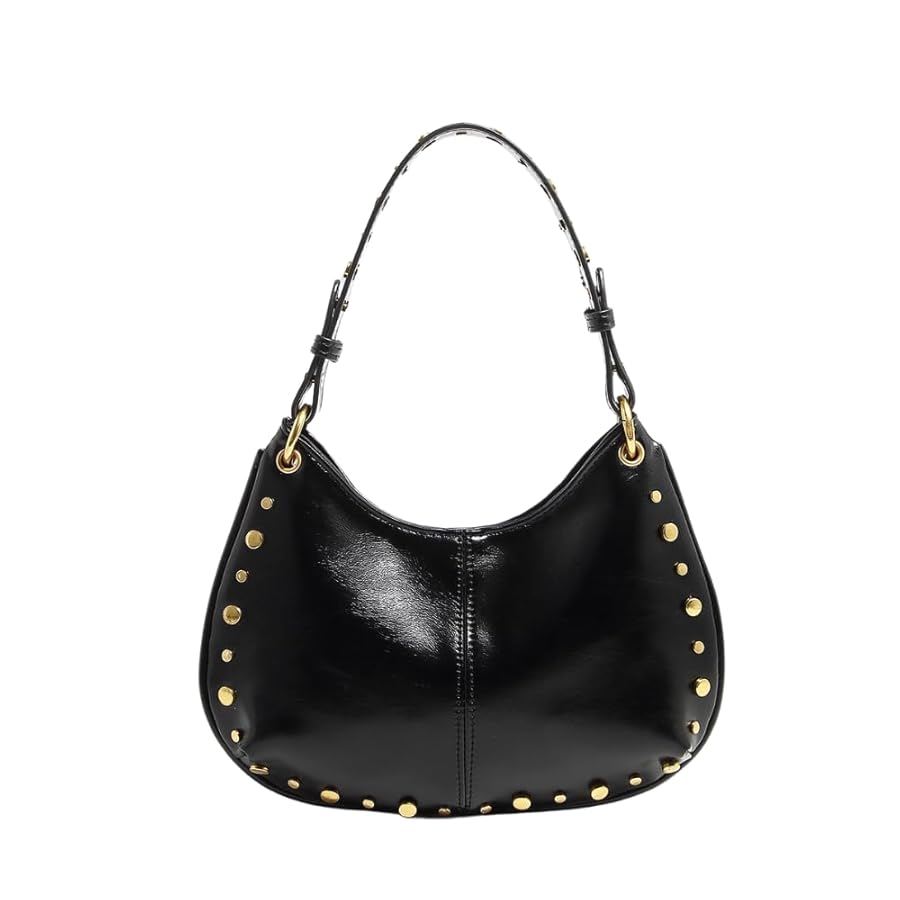 【Old Folk House】Studs Shoulder Bag HarlowII_VintageBlackLeather_1